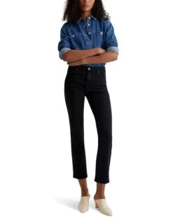 AG Jeans Mari Mid-Rise Slim Straight Crop Jeans in Sulfur Black -Wardrobe Trend 61GFhM24DHL. AC SR736920