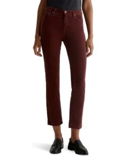 AG Jeans Mari Mid Rise Slim Straight Jeans in Bordeaux Rouge