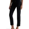 AG Jeans Mari Mid-Rise Slim Straight Crop Jeans in Sulfur Black