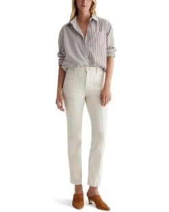 AG Jeans Lila Utility Mid-Rise Straight Jeans in White Oat -Wardrobe Trend 719Skc5HMFL. AC SR736920