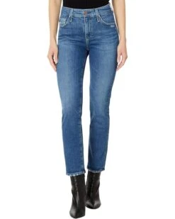 AG Jeans Mari High Rise Slim Straight Crop Jean in Alibi Destructed | Jeans