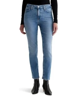 AG Jeans Mari Mid-Rise Slim Straight Crop Jeans in 18 Years Avalon