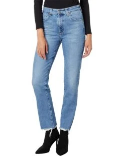 AG Jeans Saige High-Waist Straight Leg Jeans in Upper West Destructed