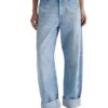 AG Jeans Mercer High Rise Cuffed Barrel Jeans in Sunset Blues